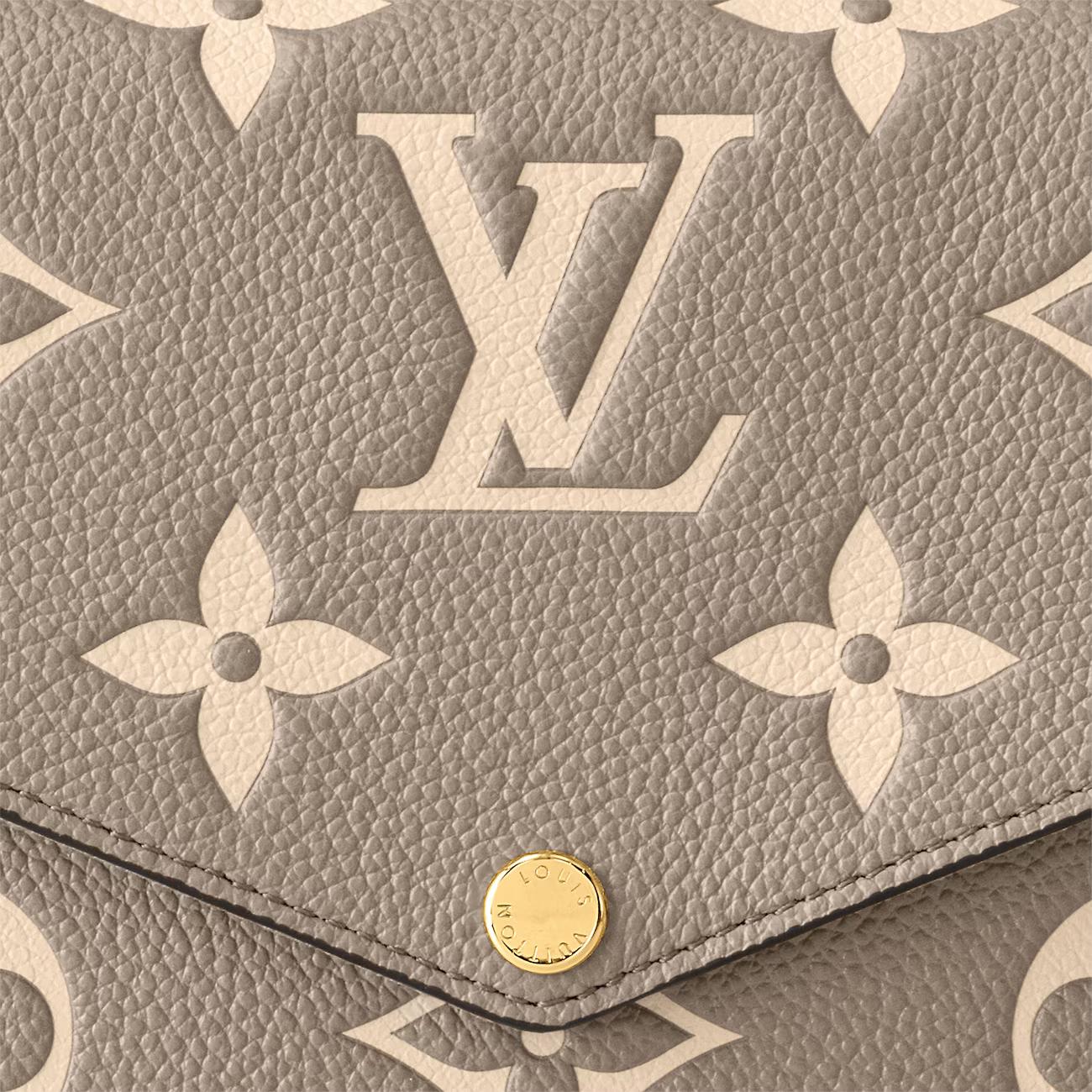 Túi Louis Vuitton Félicie Pochette Nữ Monogram Empreinte Xám Kem